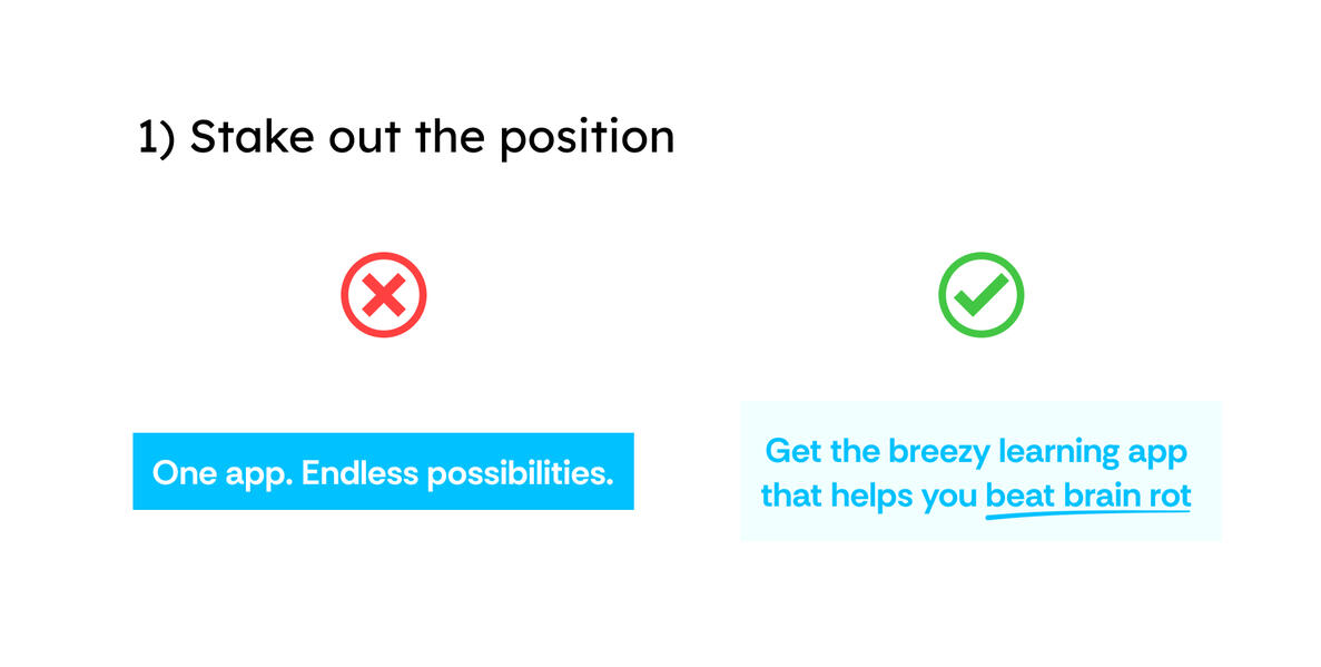 1) Stake out the position