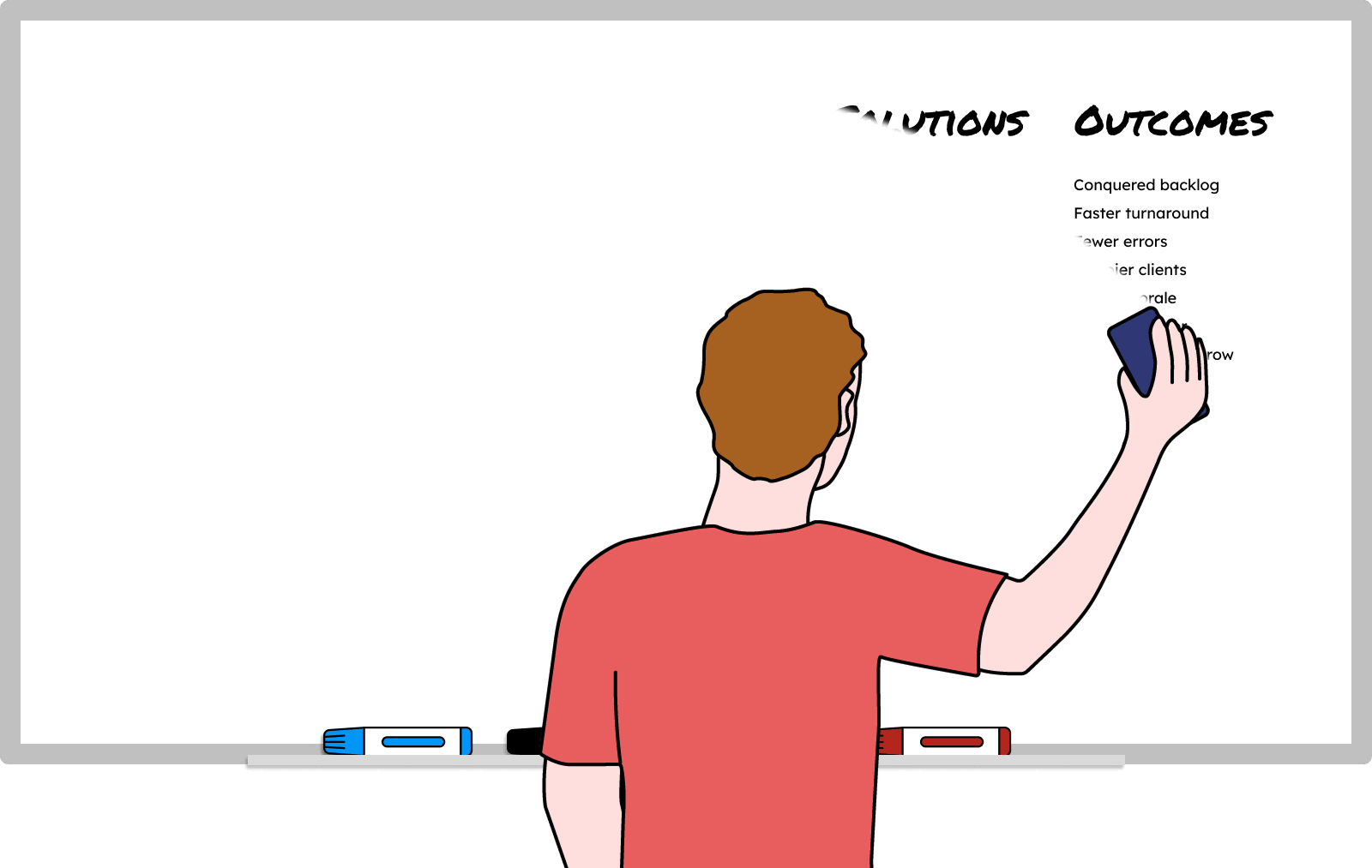 A man erases a white board