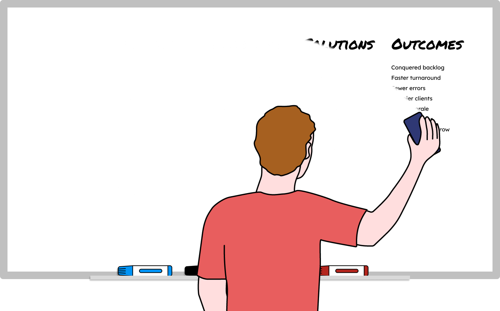 A man erases a white board